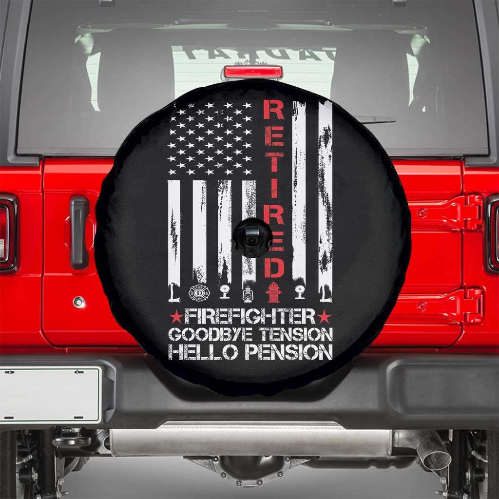 Retired Firefighter Spare Tire Cover Goodbye Tension Hello Pension Fireman Retirement Gifts - Wonder Print Shop