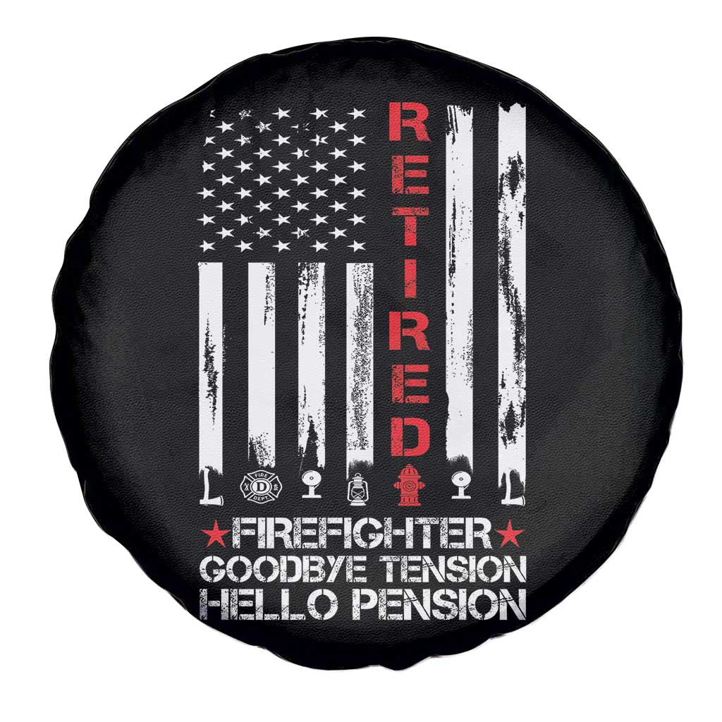 Retired Firefighter Spare Tire Cover Goodbye Tension Hello Pension Fireman Retirement Gifts - Wonder Print Shop
