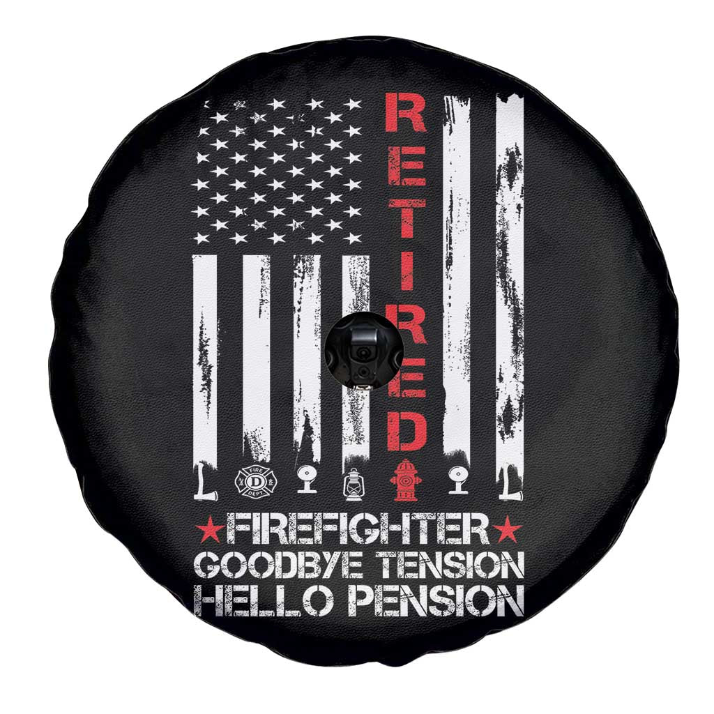 Retired Firefighter Spare Tire Cover Goodbye Tension Hello Pension Fireman Retirement Gifts - Wonder Print Shop