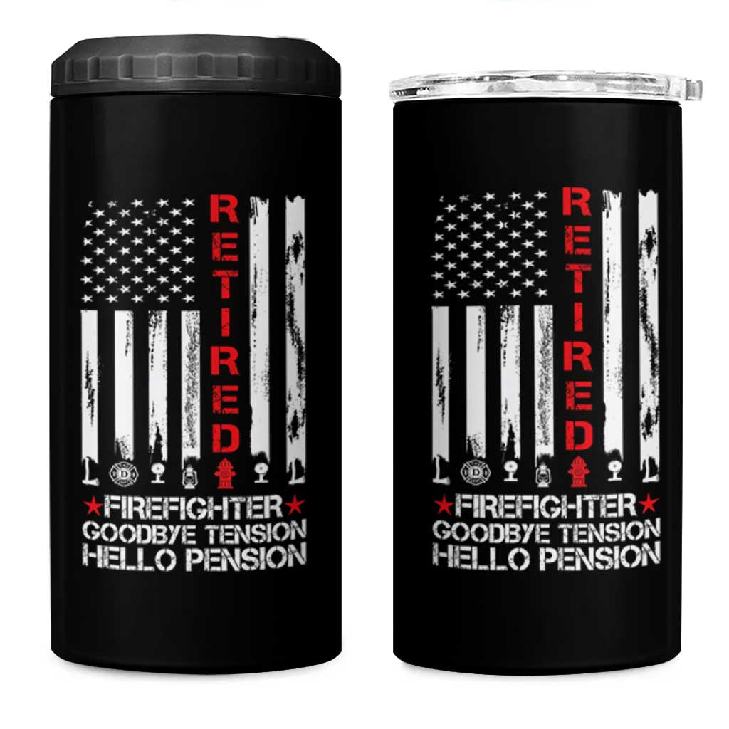 Retired Firefighter 4 in 1 Can Cooler Tumbler Goodbye Tension Hello Pension Fireman Retirement Gifts - Wonder Print Shop