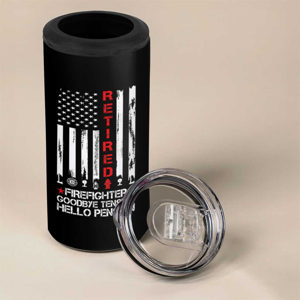Retired Firefighter 4 in 1 Can Cooler Tumbler Goodbye Tension Hello Pension Fireman Retirement Gifts - Wonder Print Shop