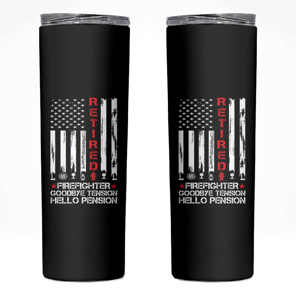 Retired Firefighter Skinny Tumbler Goodbye Tension Hello Pension Fireman Retirement Gifts - Wonder Print Shop