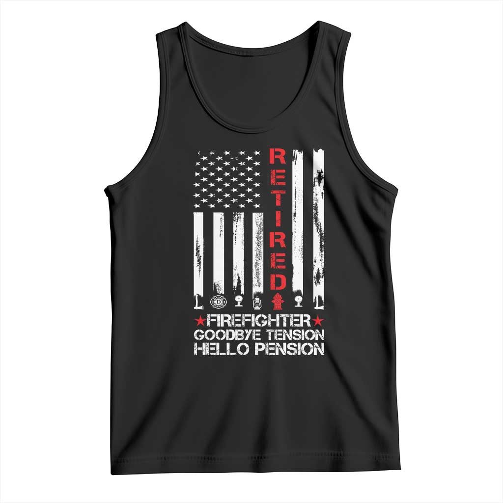 Retired Firefighter Tank Top Goodbye Tension Hello Pension Fireman Retirement Gifts - Wonder Print Shop