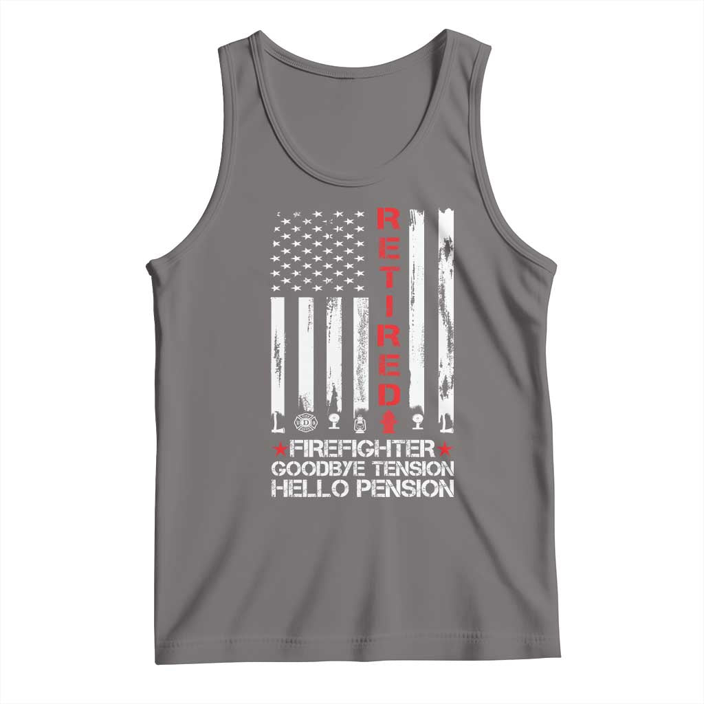 Retired Firefighter Tank Top Goodbye Tension Hello Pension Fireman Retirement Gifts - Wonder Print Shop
