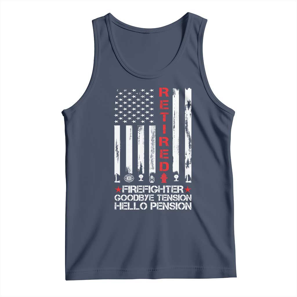Retired Firefighter Tank Top Goodbye Tension Hello Pension Fireman Retirement Gifts - Wonder Print Shop