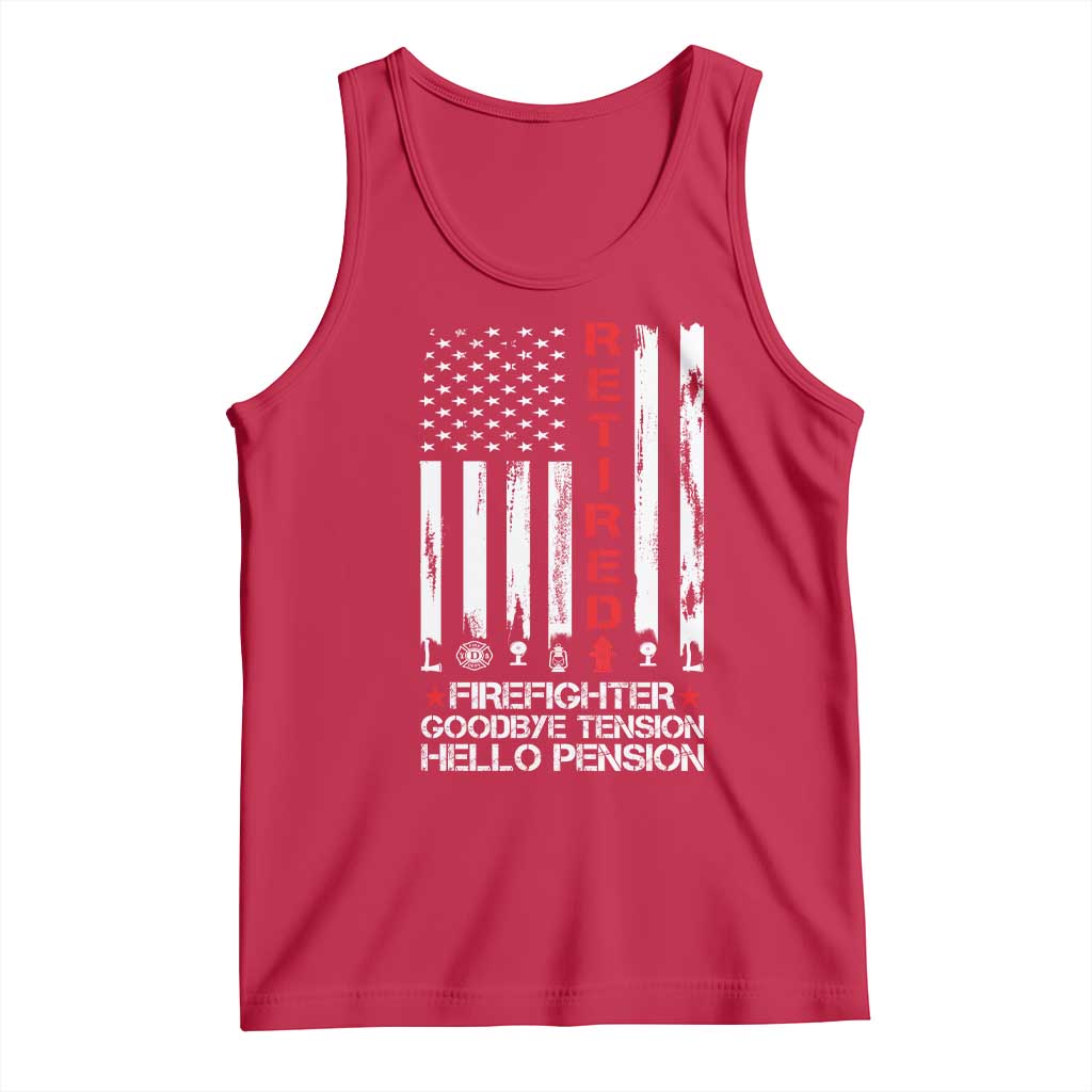 Retired Firefighter Tank Top Goodbye Tension Hello Pension Fireman Retirement Gifts - Wonder Print Shop