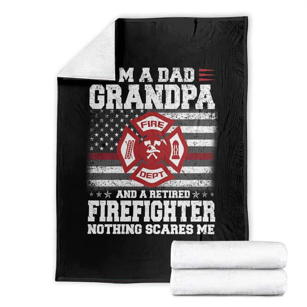 Retired Firefighter Grandpa Throw Blanket Retro American Flag - Wonder Print Shop