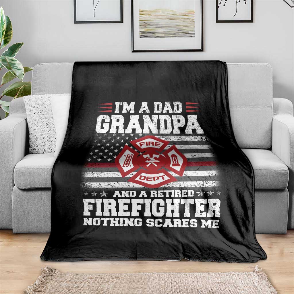 Retired Firefighter Grandpa Throw Blanket Retro American Flag - Wonder Print Shop