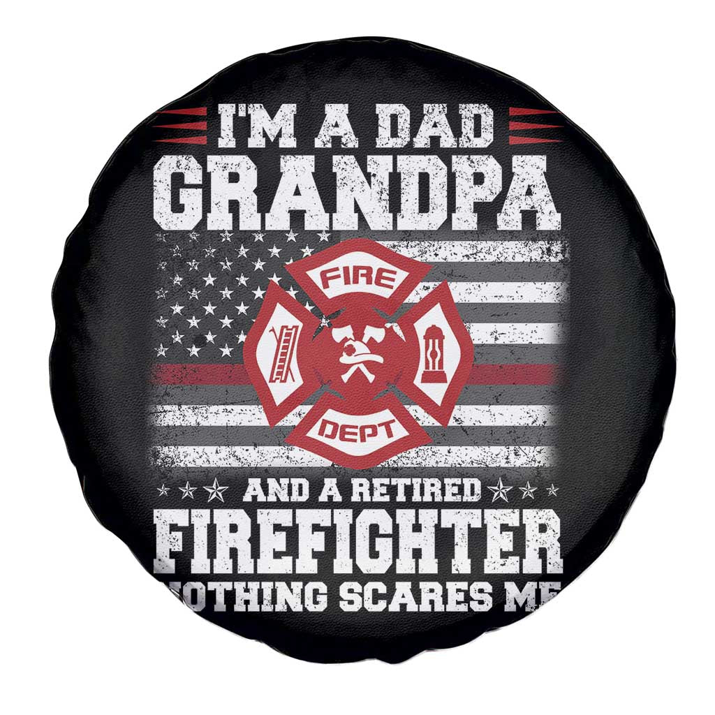 Retired Firefighter Grandpa Spare Tire Cover Retro American Flag - Wonder Print Shop