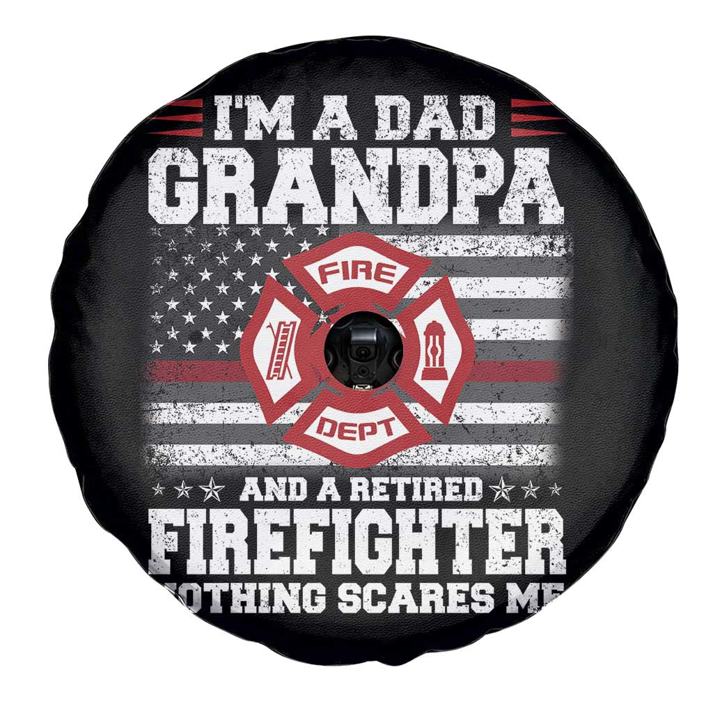 Retired Firefighter Grandpa Spare Tire Cover Retro American Flag - Wonder Print Shop