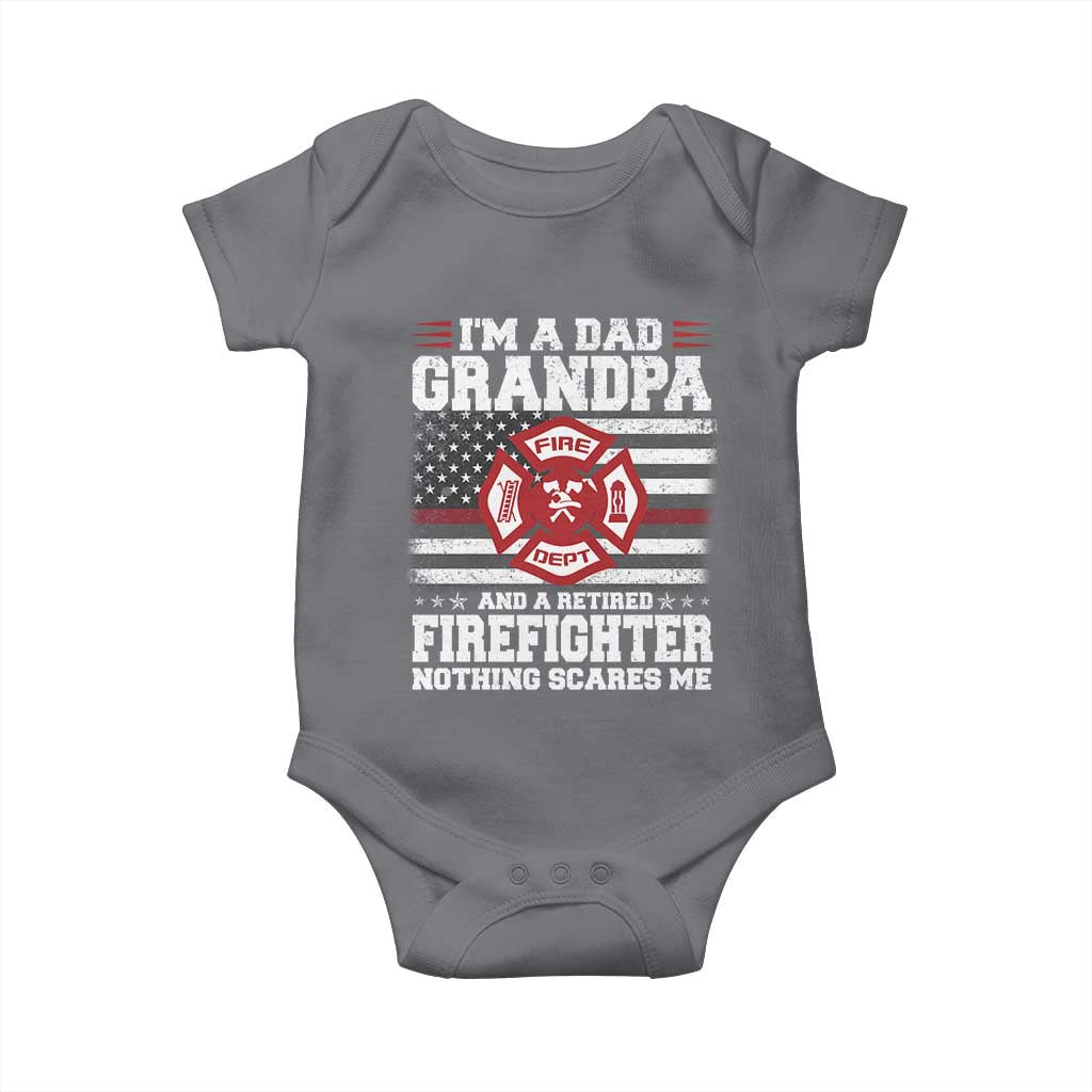 Retired Firefighter Grandpa Baby Onesie Retro American Flag - Wonder Print Shop