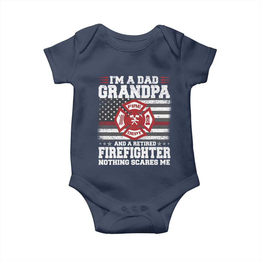Retired Firefighter Grandpa Baby Onesie Retro American Flag - Wonder Print Shop