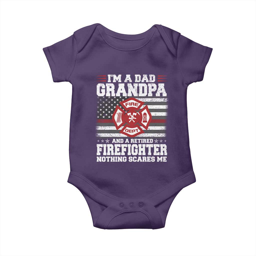 Retired Firefighter Grandpa Baby Onesie Retro American Flag - Wonder Print Shop