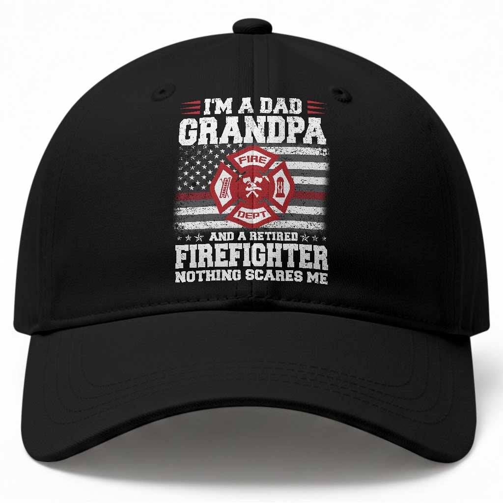 Retired Firefighter Grandpa Baseball Cap Retro American Flag