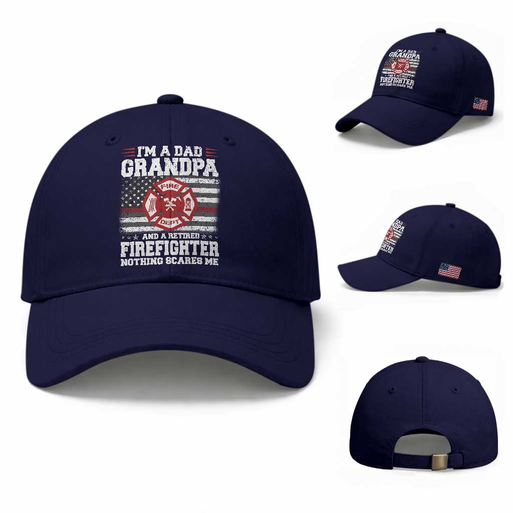 Retired Firefighter Grandpa Baseball Cap Retro American Flag