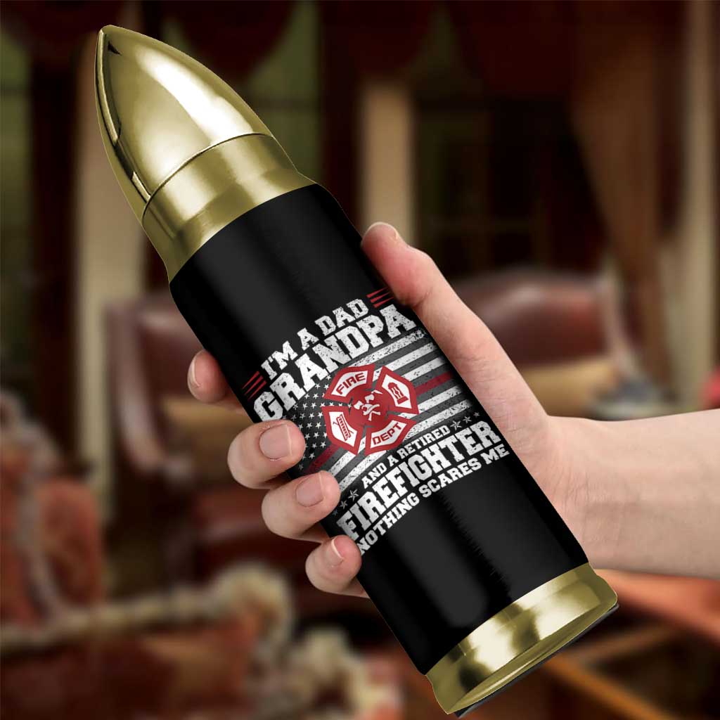 Retired Firefighter Grandpa Bullet Tumbler Retro American Flag - Wonder Print Shop