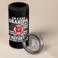 Retired Firefighter Grandpa 4 in 1 Can Cooler Tumbler Retro American Flag - Wonder Print Shop