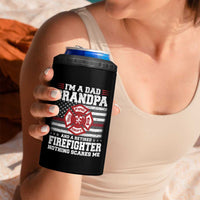 Retired Firefighter Grandpa 4 in 1 Can Cooler Tumbler Retro American Flag - Wonder Print Shop