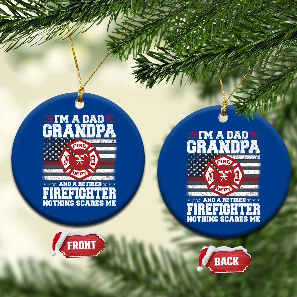 Retired Firefighter Grandpa Ceramic Ornament Retro American Flag - Wonder Print Shop