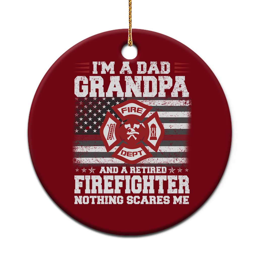 Retired Firefighter Grandpa Ceramic Ornament Retro American Flag - Wonder Print Shop