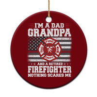 Retired Firefighter Grandpa Ceramic Ornament Retro American Flag - Wonder Print Shop