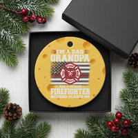 Retired Firefighter Grandpa Ceramic Ornament Retro American Flag - Wonder Print Shop