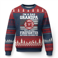 Retired Firefighter Grandpa Ugly Christmas Sweater Retro American Flag - Wonder Print Shop