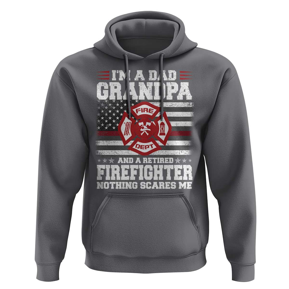 Retired Firefighter Grandpa Hoodie Retro American Flag - Wonder Print Shop