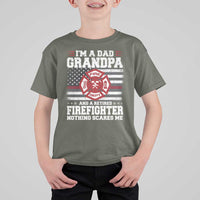 Retired Firefighter Grandpa T Shirt For Kid Retro American Flag - Wonder Print Shop