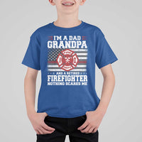 Retired Firefighter Grandpa T Shirt For Kid Retro American Flag - Wonder Print Shop