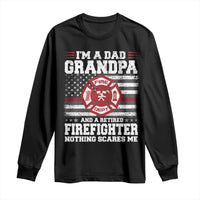 Retired Firefighter Grandpa Long Sleeve Shirt Retro American Flag - Wonder Print Shop