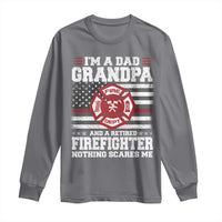 Retired Firefighter Grandpa Long Sleeve Shirt Retro American Flag - Wonder Print Shop