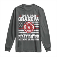 Retired Firefighter Grandpa Long Sleeve Shirt Retro American Flag - Wonder Print Shop
