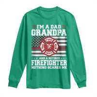 Retired Firefighter Grandpa Long Sleeve Shirt Retro American Flag - Wonder Print Shop