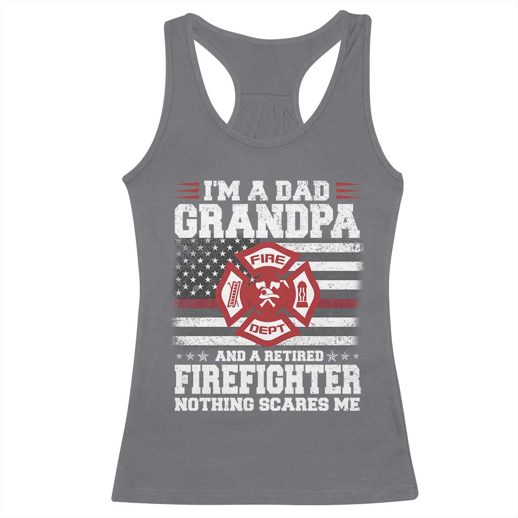 Retired Firefighter Grandpa Racerback Tank Top Retro American Flag - Wonder Print Shop