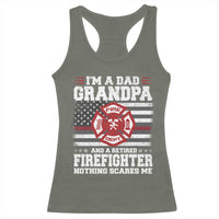 Retired Firefighter Grandpa Racerback Tank Top Retro American Flag - Wonder Print Shop