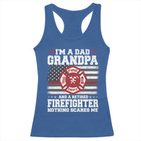 Retired Firefighter Grandpa Racerback Tank Top Retro American Flag - Wonder Print Shop