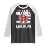 Retired Firefighter Grandpa Raglan Shirt Retro American Flag - Wonder Print Shop