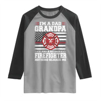 Retired Firefighter Grandpa Raglan Shirt Retro American Flag - Wonder Print Shop