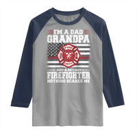 Retired Firefighter Grandpa Raglan Shirt Retro American Flag - Wonder Print Shop