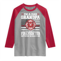 Retired Firefighter Grandpa Raglan Shirt Retro American Flag - Wonder Print Shop