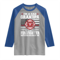 Retired Firefighter Grandpa Raglan Shirt Retro American Flag - Wonder Print Shop
