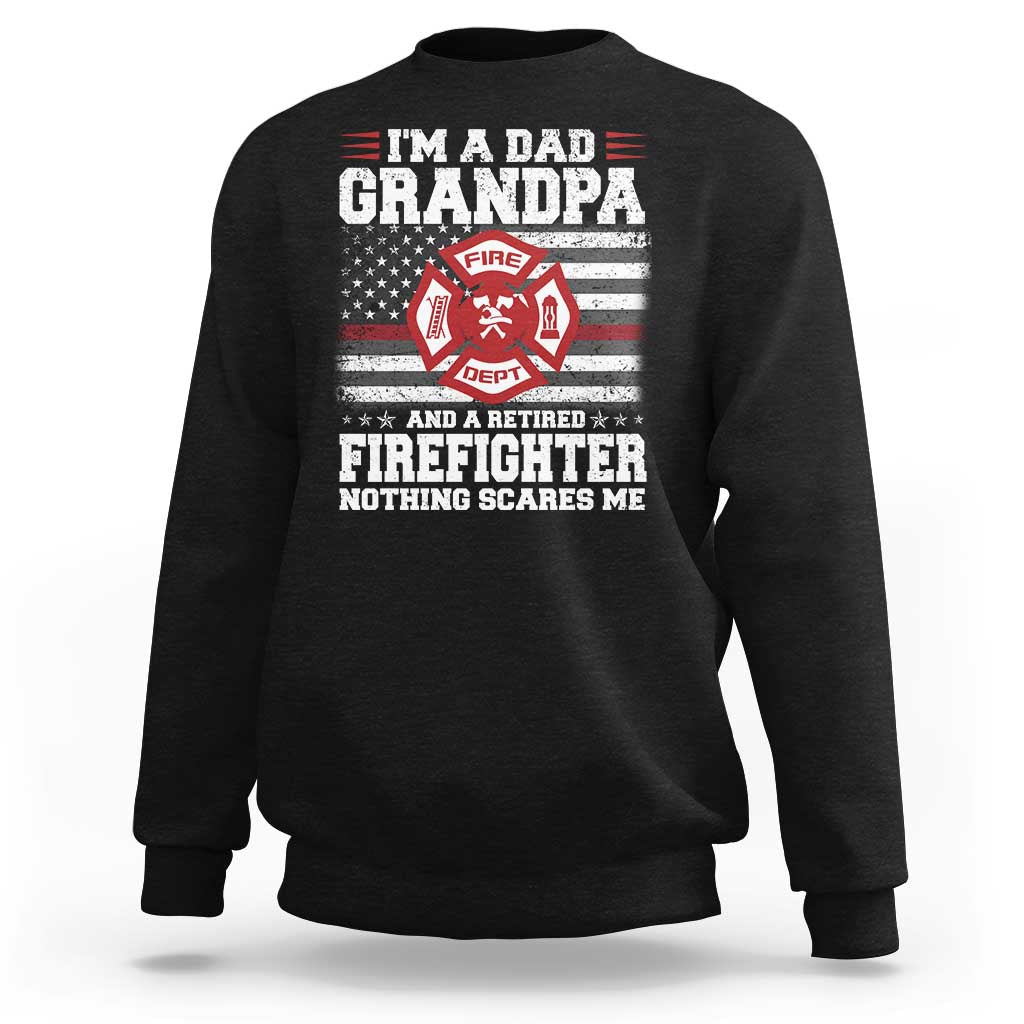 Retired Firefighter Grandpa Sweatshirt Retro American Flag - Wonder Print Shop