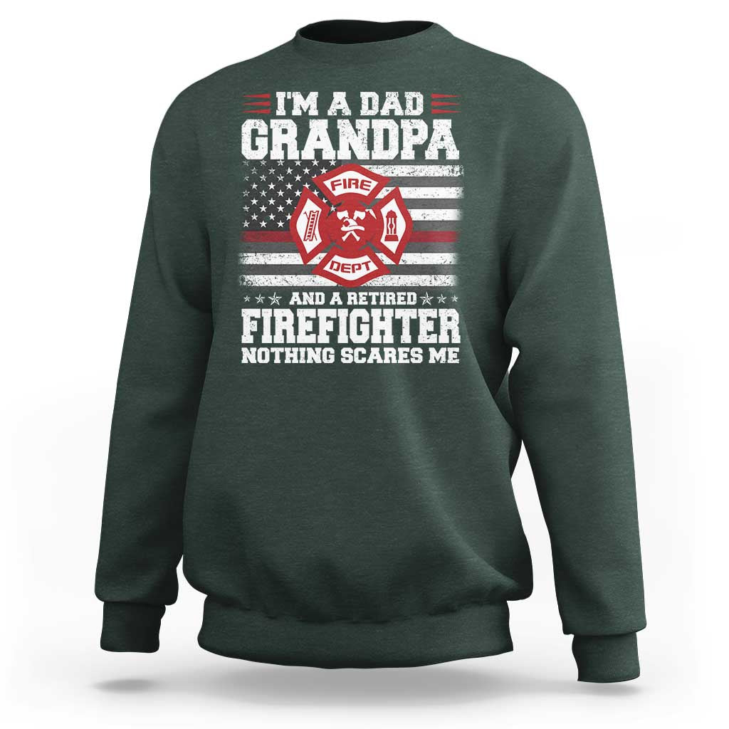 Retired Firefighter Grandpa Sweatshirt Retro American Flag - Wonder Print Shop