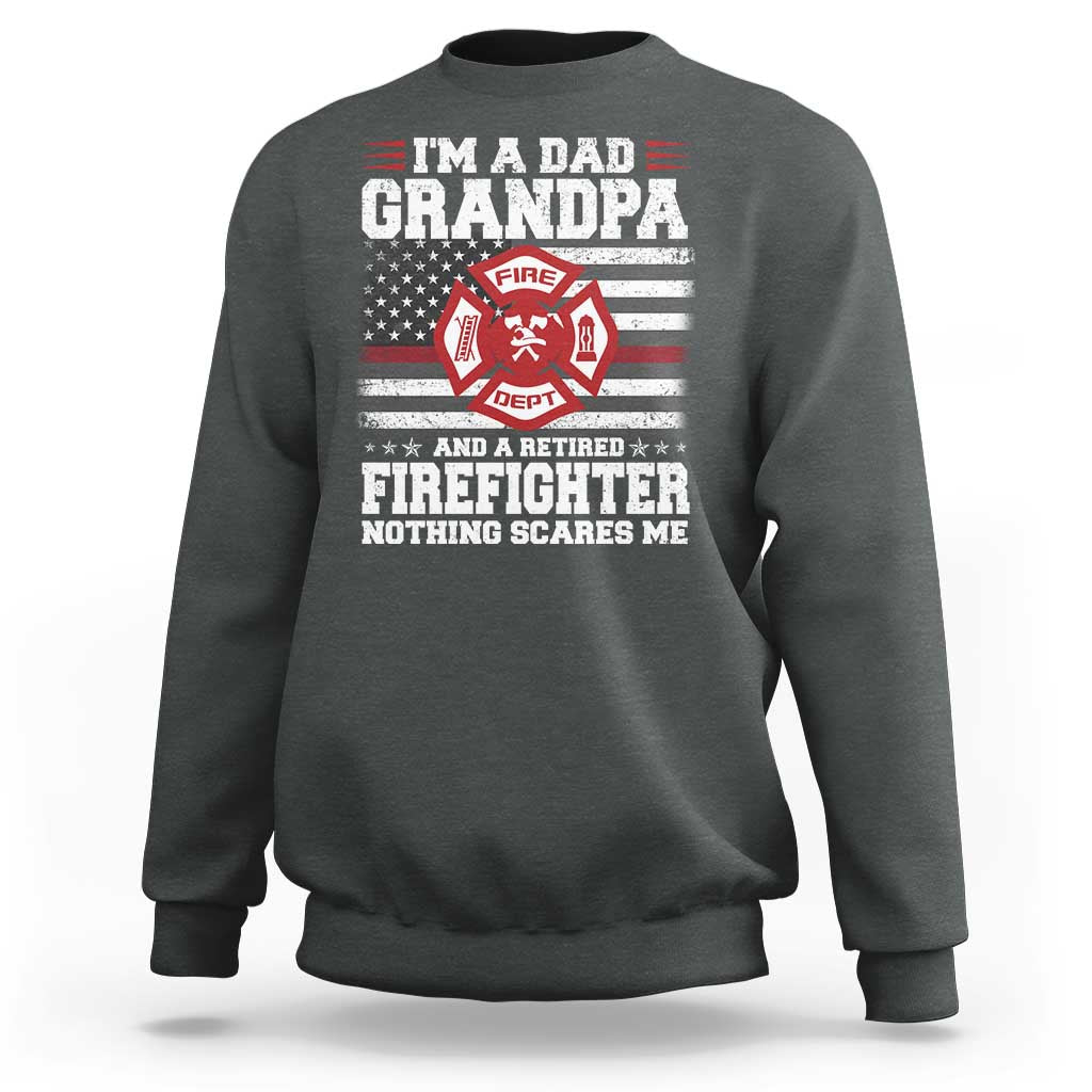 Retired Firefighter Grandpa Sweatshirt Retro American Flag - Wonder Print Shop
