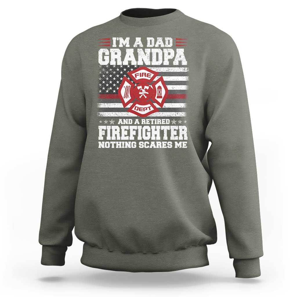 Retired Firefighter Grandpa Sweatshirt Retro American Flag - Wonder Print Shop