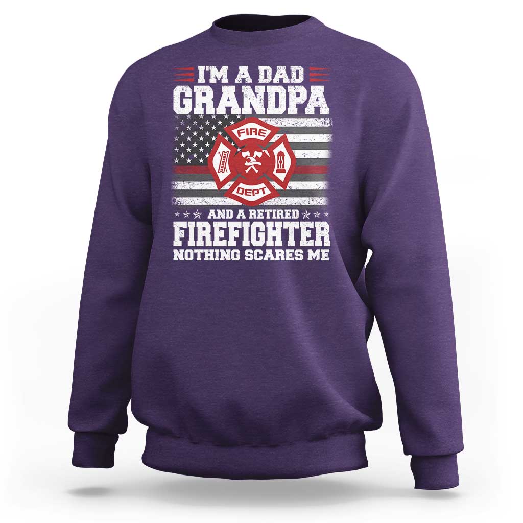 Retired Firefighter Grandpa Sweatshirt Retro American Flag - Wonder Print Shop