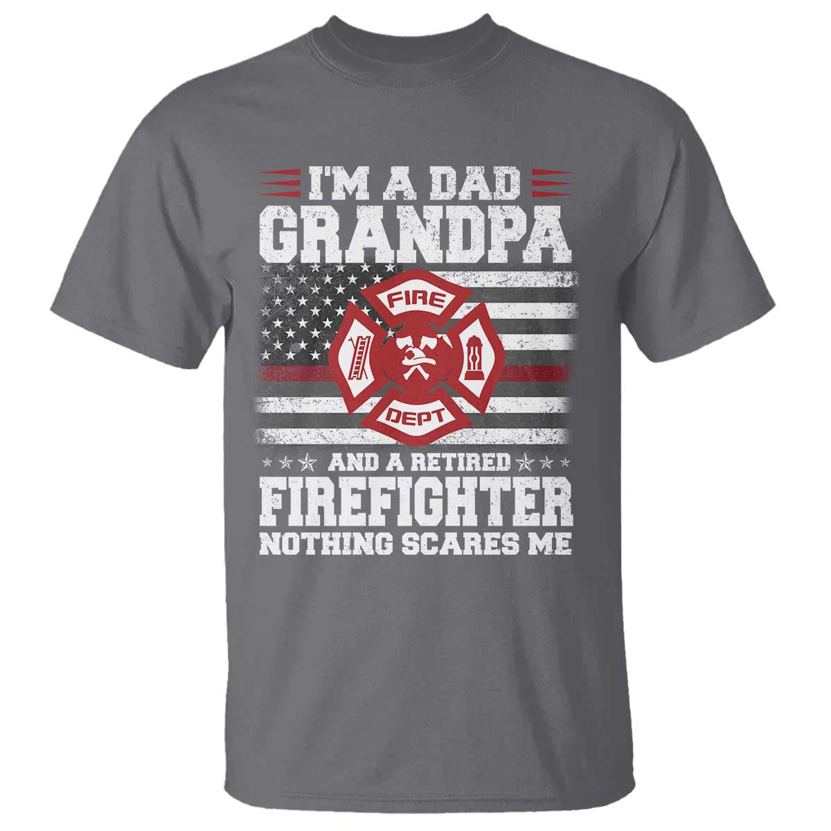 Retired Firefighter Grandpa T Shirt Retro American Flag - Wonder Print Shop