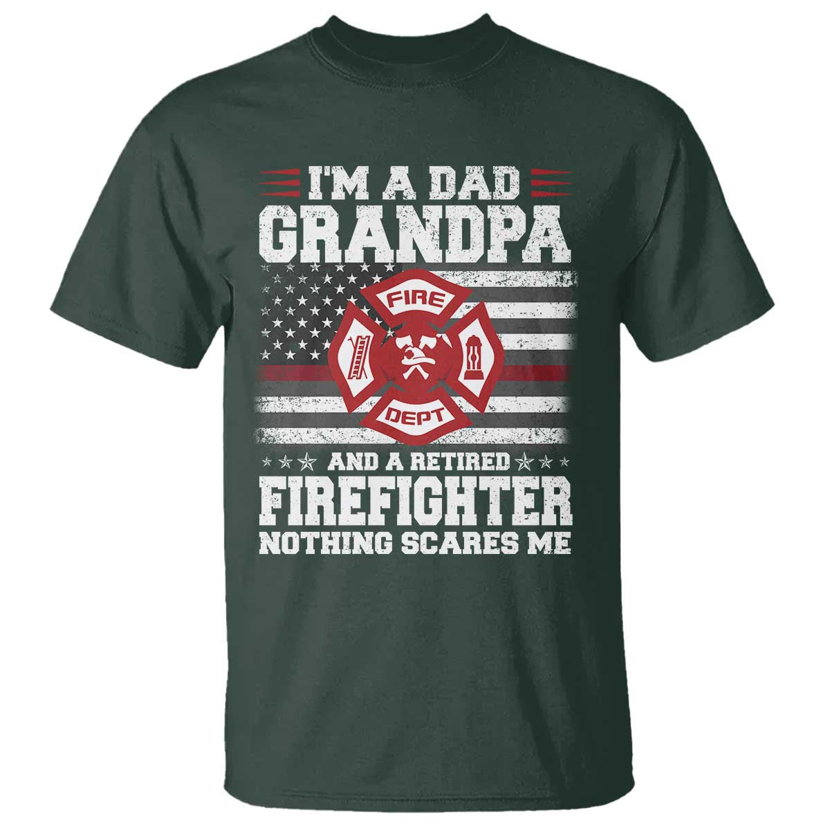 Retired Firefighter Grandpa T Shirt Retro American Flag - Wonder Print Shop