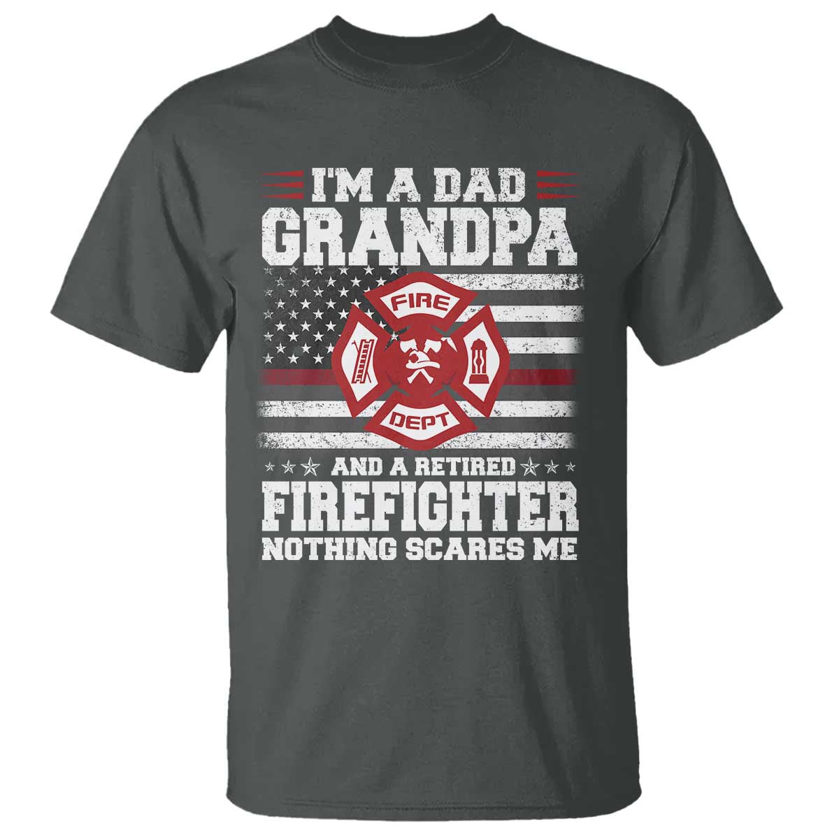 Retired Firefighter Grandpa T Shirt Retro American Flag - Wonder Print Shop
